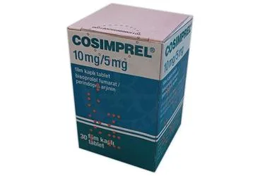 COSIMPREL 10 MG/5 MG FILM KAPLI TABLET (30 TABLET) (perindopril + bisoprolol) kutusu, film kaplı tablet. Üretici: SERVIER ILAÇ VE ARAŞTIRMA A.S.