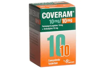 COVERAM 10 MG + 10 MG 30 FILM TABLET kutu fotoğrafı. Perindopril ve amlodipin içeren film kaplı tablet. Üretici: SERVIER ILAÇ VE ARAŞTIRMA A.S.