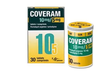 COVERAM 10 MG + 5 MG 30 FILM TABLET ambalajı, film kaplı tablet formunda perindopril ve amlodipin içerir. Üretici: SERVIER ILAÇ VE ARAŞTIRMA A.S.