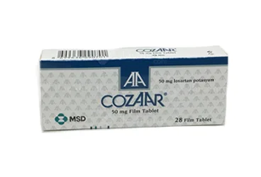 COZAAR 50 MG FILM KAPLI TABLET (28 TABLET) kutu fotoğrafı. Losartan potasyum içeren film kaplı tablet. Üretici: ORGANON TURKEY İLAÇLARI LİMİTED ŞİRKETİ.