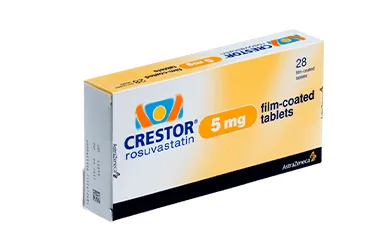 Rosuvastatin içeren film kaplı tablet: CRESTOR 5 MG 28 FILM TABLET kutusu. Üretici: ASTRAZENECA İLAÇ SAN.VE TİC.LTD.ŞTİ.