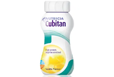 CUBITAN VANILYA AROMALI 200 ML ambalajı. Etkin maddesi protein+karbonhidrat+yag+vit+mineral+eser element+su. Üretici: NUMIL GIDA ÜRÜNLERİ SANAYİ VE TİCARET A.Ş.