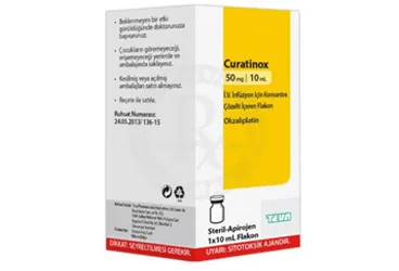 Okzaliplatin içeren çözelti: CURATINOX 50 MG/10 ML IV INFUZYON ICIN KONSANTRE COZELTI ICEREN 1 FLAKON kutusu. Üretici: VEM İLAÇ SAN. VE TİC. ANONİM ŞİRKETİ.