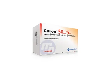CURON 50 MG/5 ML IV ENJEKSİYONLUK ÇÖZELTİ İÇEREN FLAKON, 12 FLAKON (roküronyum bromür) ürün ambalajı, çözelti. Üretici: GENSENTA İLAÇ SANAYİ VE TİC. A.Ş.