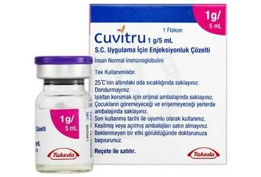 CUVITRU 1 G/5 ML S.C. UYGULAMA ICIN ENJEKSIYONLUK COZELTI (immünglobülin) ambalajı, çözelti. Üretici: TAKEDA İLAÇ SAĞLIK SANAYİ TİCARET LTD.ŞTİ.