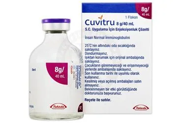 CUVITRU 8 G/40 ML S.C. UYGULAMA ICIN ENJEKSIYONLUK COZELTI kutusu, çözelti formunda immünglobülin içerir. Üretici: TAKEDA İLAÇ SAĞLIK SANAYİ TİCARET LTD.ŞTİ.