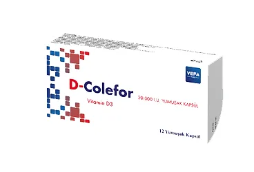 Vitamin d3 içeren yumuşak kapsül: D-COLEFOR 20.000 IU YUMUSAK KAPSUL (14 KAPSUL) kutu fotoğrafı. Üretici: VEFA İLAÇ SANAYİ VE TİCARET ANONİM ŞİRKETİ.