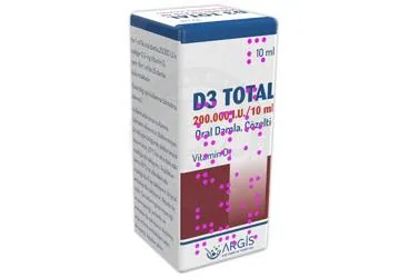 D3 TOTAL 200.000 IU / 10 ML ORAL DAMLA, COZELTI ürün ambalajı, çözelti formunda vitamin d3 içerir. Üretici: ARGİS İLAÇ SANAYİ VE TİCARET ANONİM ŞİRKETİ.