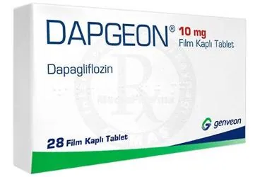 DAPGEON 10 MG FILM KAPLI TABLET (28 TB) kutu fotoğrafı, film kaplı tablet formunda dapagliflozin içerir. Üretici: GENVEON İLAÇ SANAYİ VE TİCARET ANONİM ŞİRKETİ.