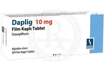 DAPLIG 10 MG FILM KAPLI TABLET (28 TABLET) (dapagliflozin) ambalajı, film kaplı tablet. Üretici: SABA İLAÇ SANAYİİ VE TİCARET ANONİM ŞİRKETİ.