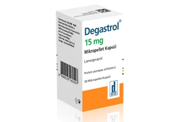 DEGASTROL 15 MG MIKROPELLET KAPSUL (28 KAPSUL) kutu fotoğrafı. Lansoprazol içeren kapsül. Üretici: DEVA HOLDİNG ANONİM ŞİRKETİ.