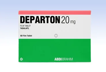 DEPARTON 20 MG FILM KAPLI TABLET (60 ADET) kutusu. Tadalafil içeren film kaplı tablet. Üretici: ABDİ İBRAHİM İLAÇ SANAYİ VE TİCARET A.Ş.