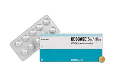 DESCASE 5/10 MG 30 FILM KAPLI TABLET (desloratin + montelukast) kutusu, film kaplı tablet. Üretici: ABDİ İBRAHİM İLAÇ SANAYİ VE TİCARET A.Ş.