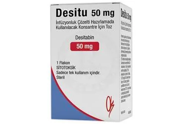 DESITU 50 MG INFUZYONLUK COZELTI HAZIRLAMADA KULLANILACAK KONSANTRE ICIN TOZ (desitabin) ambalajı, çözelti. Üretici: ONKO İLAÇ SANAYİ VE TİCARET ANONİM ŞİRKETİ.