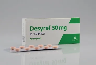 DESYREL 50 MG 30 TABLET (trazodone) ambalajı, tablet. Üretici: ANGELINI İLAÇ SANAYİ VE TİCARET ANONİM ŞİRKETİ.