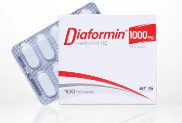DIAFORMIN 1000 MG 100 FİLM TABLET (metformin) kutu fotoğrafı, film kaplı tablet. Üretici: ALİ RAİF İLAÇ SANAYİ A.Ş.