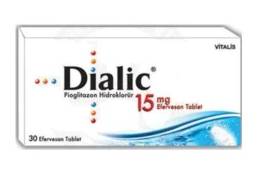 DIALIC 15 MG 30 EFERVESAN TABLET (pioglitazon) ürün ambalajı, efervesan tablet. Üretici: CELTİS İLAÇ SANAYİ VE TİCARET ANONİM ŞİRKETİ.