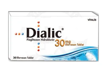 DIALIC 30 MG 30 EFERVESAN TABLET (pioglitazon) kutu fotoğrafı, efervesan tablet. Üretici: CELTİS İLAÇ SANAYİ VE TİCARET ANONİM ŞİRKETİ.