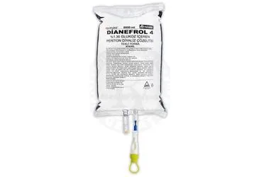 DIANEFROL 4 %1,36 GLUKOZ ICEREN PERITON DIYALIZ COZELTISI TEKLI TORBA 6000 ML kutusu. Peritonal diyaliz solusyonu içeren çözelti. Üretici: POLİFARMA İLAÇ SAN. VE TİC. A.Ş.