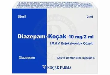 DIAZEPAM-KOÇAK 10 MG/2 ML I.M./I.V. ENJEKSIYONLUK COZELTI (10 AMPUL) kutu fotoğrafı. Diazepam içeren çözelti. Üretici: KOÇAK FARMA İLAÇ VE KİMYA SANAYİ A.Ş.