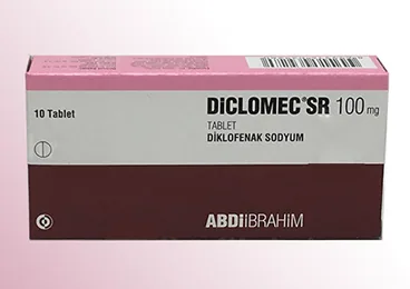 DICLOMEC SR 100 MG 10 TABLET ürün ambalajı. Diklofenak içeren tablet. Üretici: ABDİ İBRAHİM İLAÇ SANAYİ VE TİCARET A.Ş.