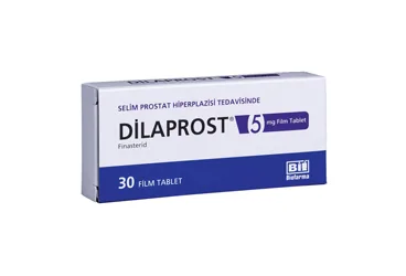 DILAPROST 5 MG 100 FILM TABLET ürün ambalajı, film kaplı tablet formunda finasterid içerir. Üretici: BİOFARMA İLAÇ SANAYİ VE TİCARET A.Ş.