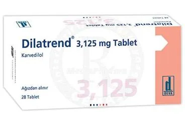 DILATREND 3,125 MG TABLET (28 TABLET) (karvedilol) ambalajı, tablet. Üretici: DEVA HOLDİNG ANONİM ŞİRKETİ.