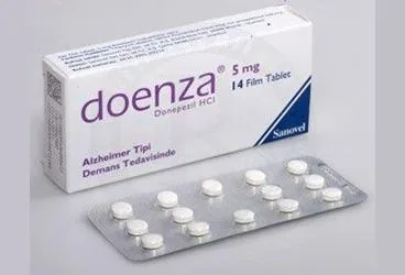 DOENZA 5 MG 14 FİLM TABLET ambalajı. Donepezil içeren film kaplı tablet. Üretici: SANOVEL İLAÇ SANAYİ VE TİCARET ANONİM ŞİRKETİ.