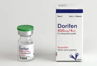 DORIFEN 400 MG/4 ML IV INFUZYONLUK COZELTI (1 FLAKON) (ibuprofen) kutu fotoğrafı, çözelti. Üretici: VEM İLAÇ SAN. VE TİC. ANONİM ŞİRKETİ.