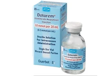 DOTAREM 0.5 MMOL/ML ENJEKSIYONLUK COZELTI ICEREN FLAKON 20 ML 1 FLAKON kutusu. Gadoterik asit içeren çözelti. Üretici: GUERBET İLAÇ TIBBİ MALZEME VE CİHAZLAR SANAYİ VE TİCARET ANONİM ŞİRKETİ.