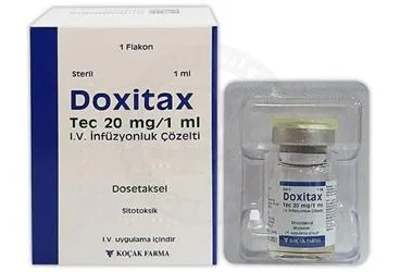 DOXITAX TEC 20 MG/1 ML IV INFUZYONLUK COZELTI ( 1 FLAKON) (dosetaksel) ürün ambalajı, çözelti. Üretici: KOÇAK FARMA İLAÇ VE KİMYA SANAYİ A.Ş.