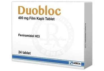 DUOBLOC 400 MG FILM KAPLI TABLET(24 TABLET) ürün ambalajı, film kaplı tablet formunda feniramidol hcl içerir. Üretici: ADEKA İLAÇ SANAYİ VE TİCARET A.Ş.