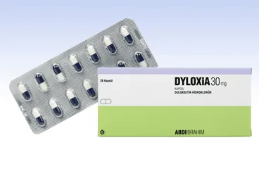 DYLOXIA 30 MG 28 KAPSUL kutu fotoğrafı, kapsül formunda duloksetin içerir. Üretici: ABDİ İBRAHİM İLAÇ SANAYİ VE TİCARET A.Ş.