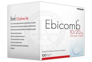 EBICOMB 10 MG / 20 MG 100 EFERVESAN TABLET ambalajı, efervesan tablet formunda memantin + donepezil içerir. Üretici: CELTİS İLAÇ SANAYİ VE TİCARET ANONİM ŞİRKETİ.