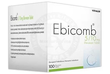 EBICOMB 5 MG / 10 MG 100 EFERVESAN TABLET (memantin + donepezil) kutu fotoğrafı, efervesan tablet. Üretici: CELTİS İLAÇ SANAYİ VE TİCARET ANONİM ŞİRKETİ.