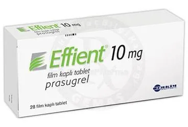 EFFIENT 10 MG 28 FILM KAPLI TABLET ürün ambalajı, film kaplı tablet formunda prasugrel içerir. Üretici: DAIICHI SANKYO İLAÇ TİCARET LİMİTED ŞİRKETİ.