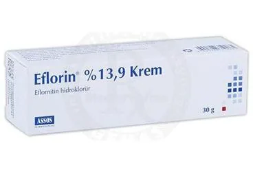 EFLORIN %13,9 KREM (30 G) (eflornitin) kutu fotoğrafı, krem. Üretici: ASSOS İLAÇ KİMYA GIDA ÜRÜNLERİ ÜRETİM VE TİC. A.Ş.