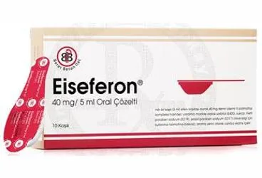 EISEFERON 40 MG/5 ML ORAL COZELTI 10 KASIK (demir iii hidroksit) kutu fotoğrafı, çözelti. Üretici: BERKO İLAÇ VE KİMYA SAN. A.Ş.