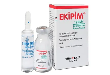 EKIPIM 1 GR IM/IV ENJEKTABL TOZ İÇEREN 1 FLAKON (sefepim hidroklorür) ambalajı, flakon. Üretici: TÜM - EKİP İLAÇ A.Ş.