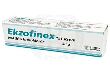 EKZOFINEX %1 KREM (30 G) (naftifin hcl) kutu fotoğrafı, krem. Üretici: LUMİNA HEALTHCARE SAĞLIK İLAÇ SANAYİ VE TİCARET LİMİTED ŞİRKETİ.