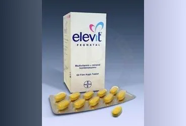 ELEVIT PRONATAL 60 FİLM KAPLI TABLET kutu fotoğrafı. Mültivitamin pronatal içeren film kaplı tablet. Üretici: BAYER TÜRK KİMYA SAN. LTD. ŞTİ.