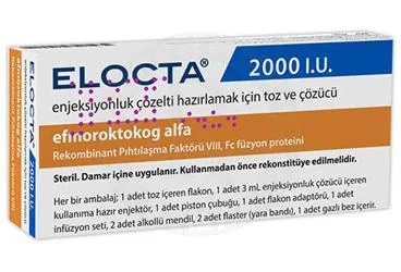 Anti hemofilik faktör 8 içeren çözelti: ELOCTA 2000 IU IV ENJEKSIYONLUK COZELTI HAZIRLAMAK ICIN TOZ VE COZUCU kutu fotoğrafı. Üretici: PROCEUTİCA İLAÇ PAZARLAMA VE DANIŞMANLIK ANONİM ŞİRKETİ.