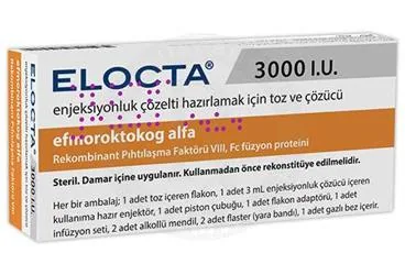 ELOCTA 3000 IU IV ENJEKSIYONLUK COZELTI HAZIRLAMAK ICIN TOZ VE COZUCU (anti hemofilik faktör 8) kutu fotoğrafı, çözelti. Üretici: PROCEUTİCA İLAÇ PAZARLAMA VE DANIŞMANLIK ANONİM ŞİRKETİ.