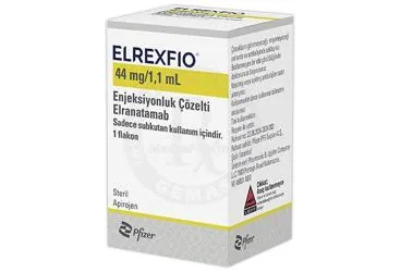 Elranatamab içeren çözelti: ELREXFIO 44 MG/1,1 ML ENJEKSIYONLUK COZELTI (1 ADET) ambalajı. Üretici: PFİZER PFE İLAÇLARI ANONİM ŞİRKETİ.