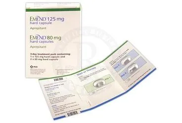 Aprepitant içeren kapsül: EMEND 3 KAPSÜL kutusu. Üretici: MERCK SHARP DOHME İLAÇLARI LTD. ŞTİ.