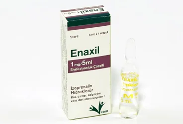 Izoprenalin içeren çözelti: ENAXIL 1 MG/ 5 ML ENJEKSIYONLUK COZELTI (1 AMPUL) kutu fotoğrafı. Üretici: VEM İLAÇ SAN. VE TİC. ANONİM ŞİRKETİ.