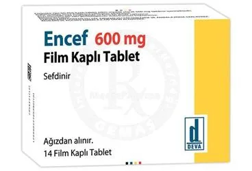 ENCEF 600 MG FILM KAPLI TABLET (14 TABLET) (sefdinir) kutu fotoğrafı, film kaplı tablet. Üretici: DEVA HOLDİNG ANONİM ŞİRKETİ.