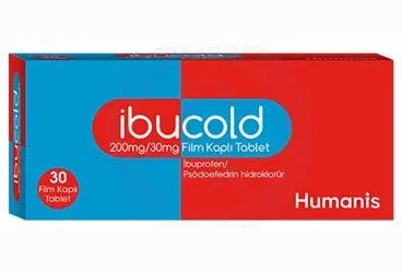 ENDOFEN 200 MG/30 MG FILM KAPLI TABLET (30 FILM KAPLI TABLET) ambalajı. Psödoefedrin kombinasyon içeren film kaplı tablet. Üretici: HUMANİS SAĞLIK ANONİM ŞİRKETİ.