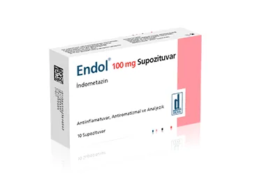 ENDOL 100 MG 10 SUPOZITUAR ürün ambalajı. Indometazin içeren supozituvar. Üretici: DEVA HOLDİNG ANONİM ŞİRKETİ.