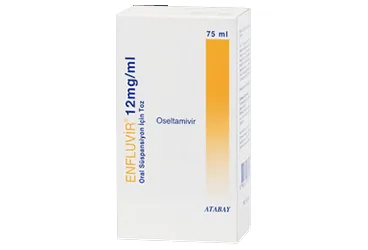 Oseltamivir fosfat içeren oral süspansiyon: ENFLUVIR 12 MG/ML ORAL SUSPANSIYON ICIN TOZ kutusu. Üretici: ATABAY KİMYA SANAYİ VE TİC. A.Ş.